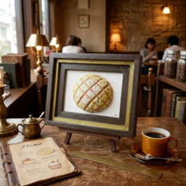 油絵「焼きたての記憶」 立体アート 絵画 原画 肉筆 油彩画 カフェ風インテリア