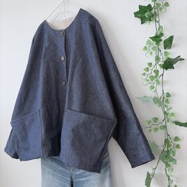 岡山産くったりデニムドルマンジャケット