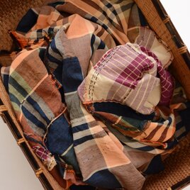 襤褸 古布 昭和初期 木綿 格子 布団皮 ほどき｜大判184×168cm｜リメイク・インテリア｜ジャパンヴィンテージ