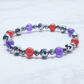 ✦ 不安をやわらげ、人との関わりに寄り添う◎テラヘルツブレスレット｜天然石・アメジスト・赤瑪瑙 No.868