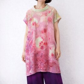 オーガニックガーゼ手描きチュニック【フローラ】大きめ 一点もの (送料無料)