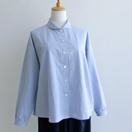 国産コットン＊ゆったりシルエットのブラウス（キャンブリック生地・ブルーグレー）