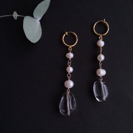 pearl × rutile quartz ピアス14kgfへ変更可