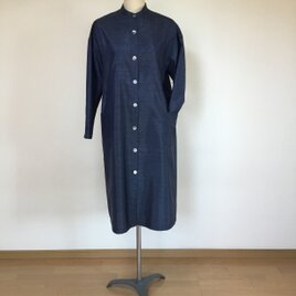 大島紬のワンピース　　着物リメイク