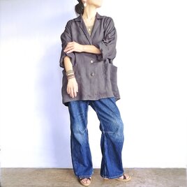 リネン１００％ジャケット（グレー）