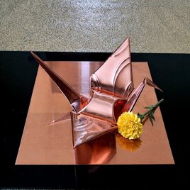 【送料無料】【父の日の贈り物に】銅板折り鶴　筋入仕様　【月羽】