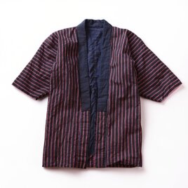 野良着 藍染襟 縞模様 木綿 昭和初期〜中期 ジャパンヴィンテージ 古布 リメイク素材