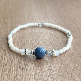 ブルーオパール & ヴィンテージ  ホワイト ブレスレット