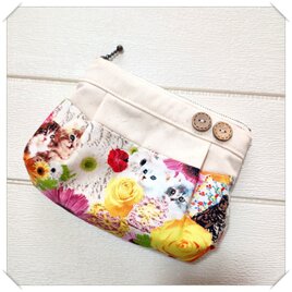 【受注製作】キャンディパーティ飾りボタンのポーチ