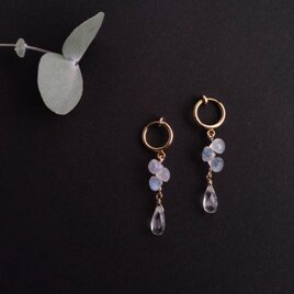 blue moonstone × quartz ピアス14kgfへ変更可