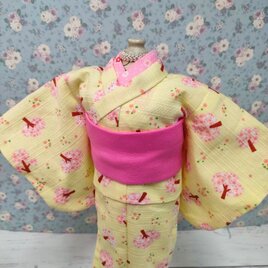 着せ替え人形の服　㉗　着物　<春まつ雪うさぎ>