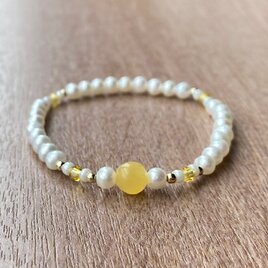 アラゴナイト & パール クリスタルビーズ ブレスレット
