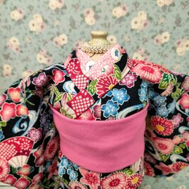 着せ替え人形の服　㉜　着物　<春まつ雪うさぎ>