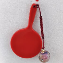 帯飾り手鏡付き（赤）　源氏絵巻