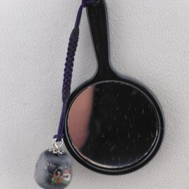 とんぼ玉帯飾り（黒）　源氏絵巻