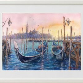 水彩画原画　ヴェネツィア暮色 2　＃723