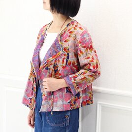 カンタ刺繍シルクのリボンブラウスジャケット【E】