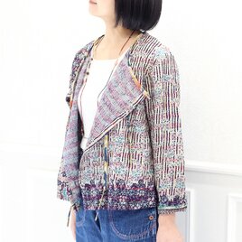 カンタ刺繍シルクのリボンブラウスジャケット【G】