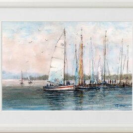 水彩画原画　帰帆　＃725