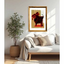 紅のゾウ　象　送料無料 　イイネたのしいポスター　イラスト　ポスター　アートポスター　アート/sei検索新着順　4080