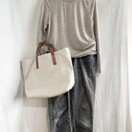 トートバッグL✴︎本革持ち手✴︎A4ファイル収納✴︎現品のみ