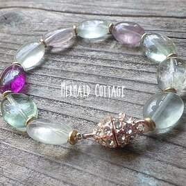 【高透明】Fluorite & Magnetic Rose Gold Bracelet　蛍石フローライトのマグネットブレス