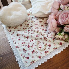 ホワイトコットン♪薔薇のレース付きフリルのれん兼用カフェカーテン