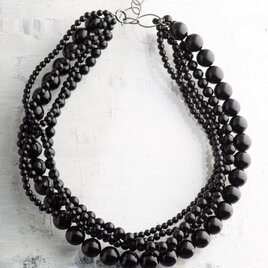 ブラックジェット 多連ネックレス（42cm）