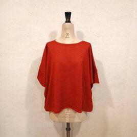 【2026新作♡】リネンコットン前後2WAYプルオーバー（五分袖）ダークレッド