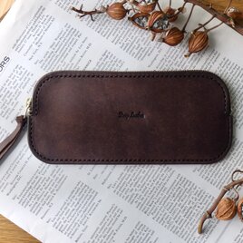 イタリア革のペンケース／ダークブラウン