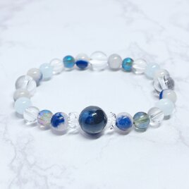 ✦1点のみ再販✦思考を整え、自分の軸で進むデュモルチェライトインクォーツ・カイヤナイト 天然石ブレスレットNo812再