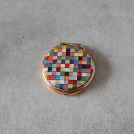 絽ざし手鏡 市松文様 多色 | 絹糸の手仕事 コンパクトミラー 桐箱入り｜葵堂