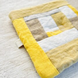 5色リネンのポットマット  黄色