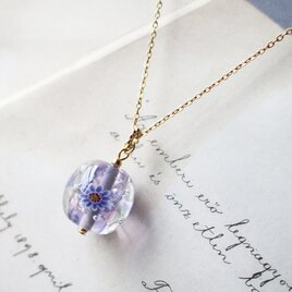 ガーベラのとんぼ玉（ガラス玉）ネックレス／ピンク×紫