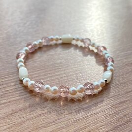 モーヴローズ & パール  ホワイト ブレスレット