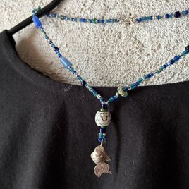 ＊古のネックレス＠カレンシルバー＋アジアの新旧のシードビーズmix＋ニラビース＋オランダのトレードビーズとか