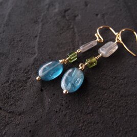 Green Tourmaline × Kyanite Earrings／グリーントルマリン×カイヤナイトピアス A
