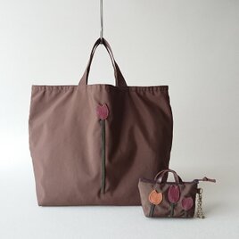 tulip nylon charm & eco bag [brown]