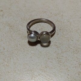 淡水パール＆ロイヤルブルームーンストーンsvリング