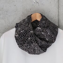 紬　絞り文様のスヌード　着物リメイク