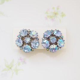 KRAMER　シルバートーン　ブルーオーロララインストーン　イヤリング　/　CJ7243