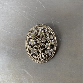 Vintage retro botanical flower crystal bijou brooch