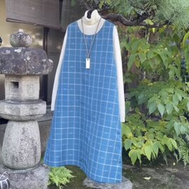 【着物リメイク】Ａラインジャンパースカート/裏地付き/黄八丈