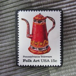 アメリカ1979年　フォークアート切手ブローチ 10886