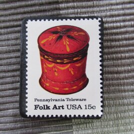 アメリカ1979年　フォークアート切手ブローチ 10888