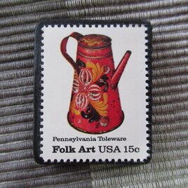 アメリカ1979年　フォークアート切手ブローチ 10889