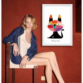 個性派　ネコ　送料無料 　アート/sei検索新着順　イイネたのしいポスター　イラスト　ポスター　アートポスター　2928