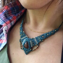 カーネリアン チョーカーネックレス (紺色)car004