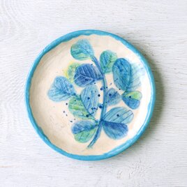 訳あり・ブルーリーフ（夏）の手描き絵皿
