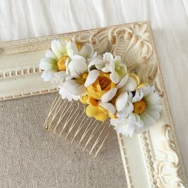 染め花のミニコーム(イエロー×ホワイト)